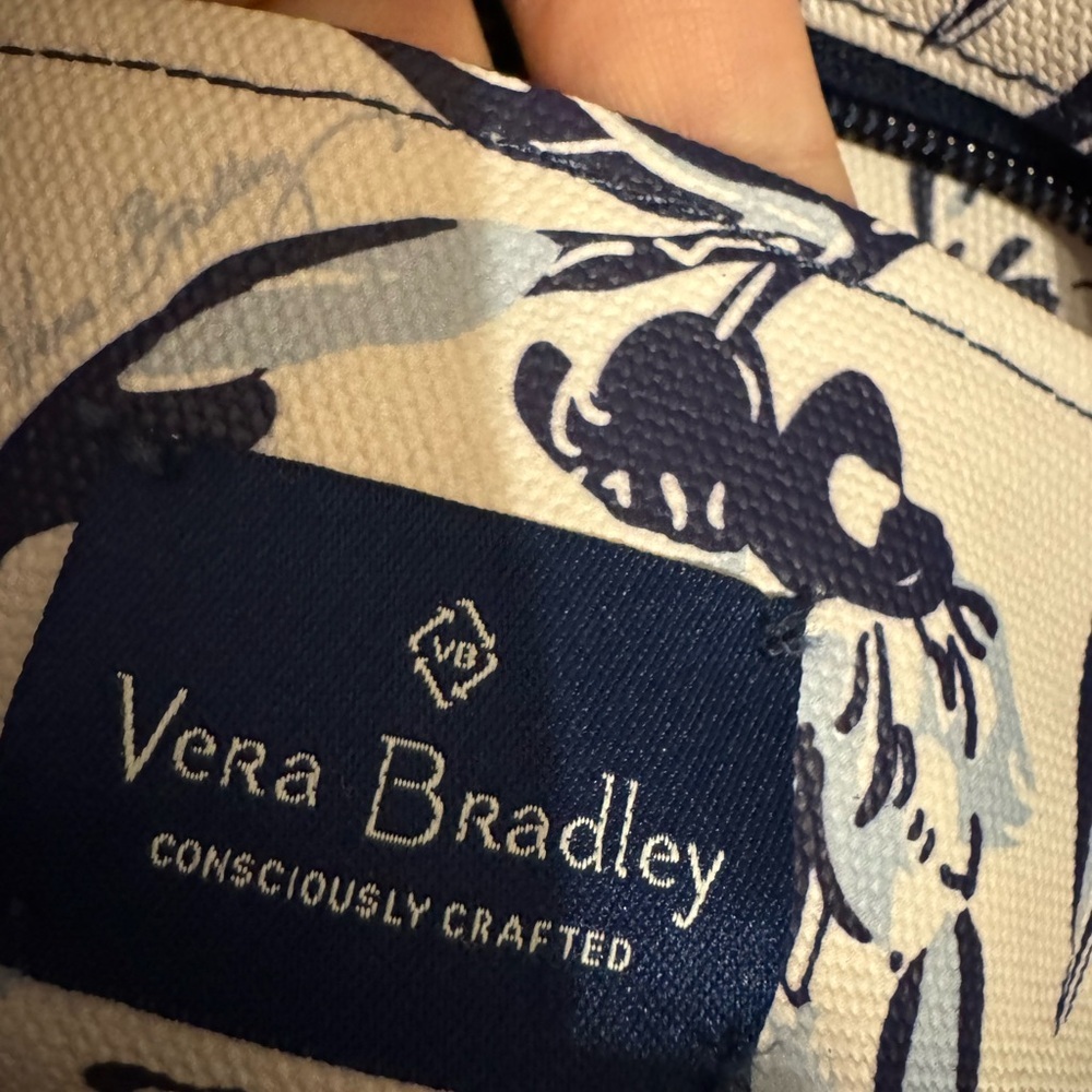 Vera Bradley "Perennially Cream" Pattern Blue Floral Purse - Picture 6 of 13